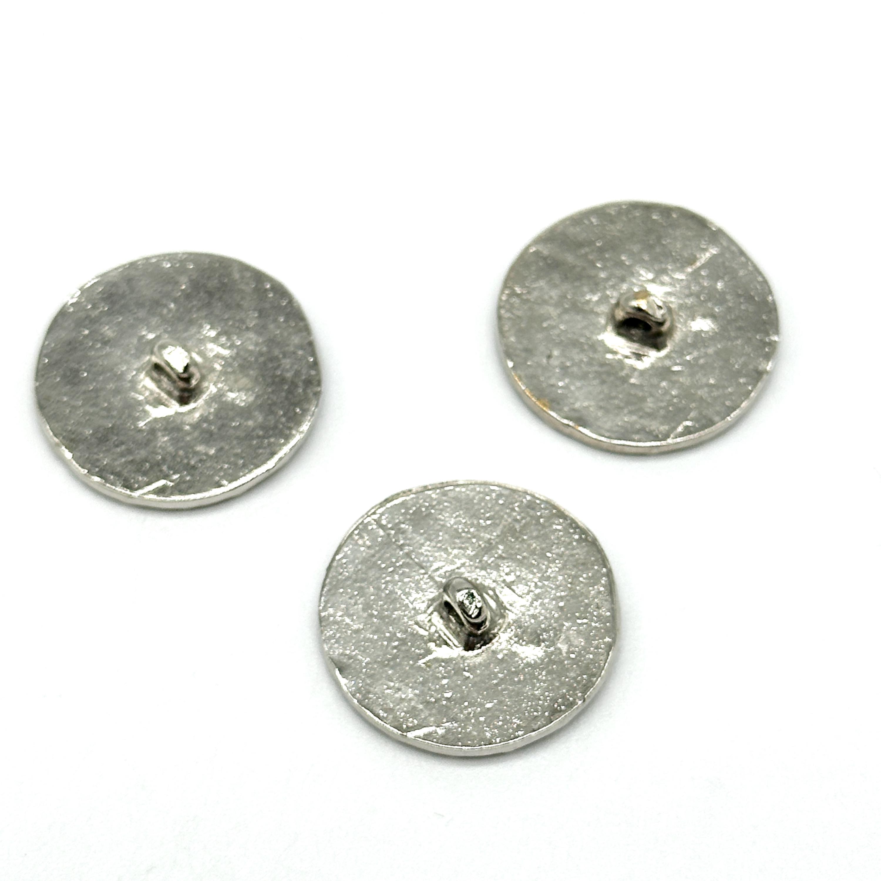 3 Pcs Vintage Sun Face Shank Buttons - Shiny Silver, Gold