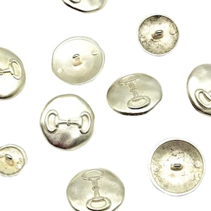 Botones de bocado de caballo vintage: vástago de metal, plateado/dorado, juego de 6