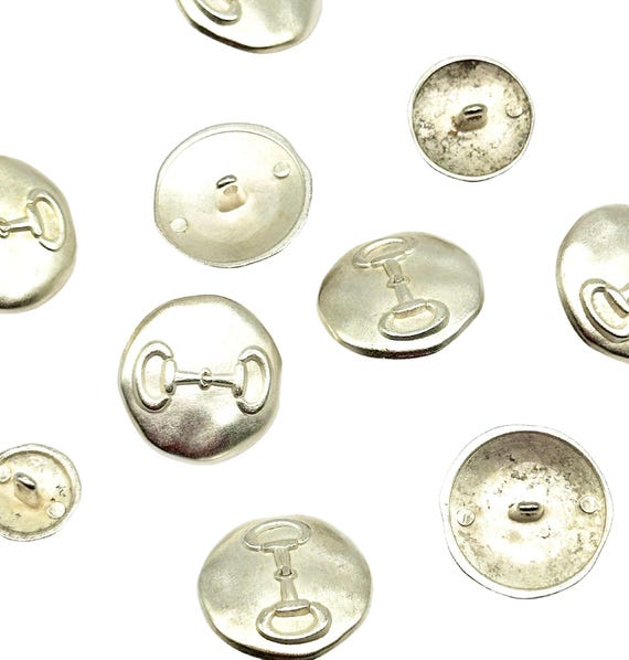 6 Bottoni In Metallo Argentato Made In Germany, 28 Mm, Con Occhiello, Incavità Annerite, Per Cucito E Hobby Creativi