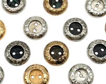 ヴィンテージメタルボタン6個：ゴールド＆シルバージュエリー用品