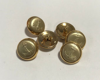 1 Dozen(1 package) Vintage "Anchor" Matte Gold center and Shiny Gold rim metal Shank Buttons - K965 Size is 24L( 19/32") ( 15mm)