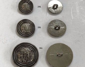 One Package (6 Buttons)  Vintage"Woman's Power Head"  Metal Shank Buttons - K3893 available Gunmetal color and 3 sizes