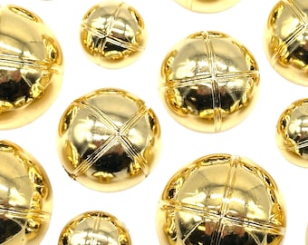 Vintage Gold Dome Shank Buttons: Cross Line Design, Set of 12