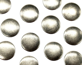 12 Pcs Vintage Gunmetal or Antique Silver Jeans Buttons, 27L