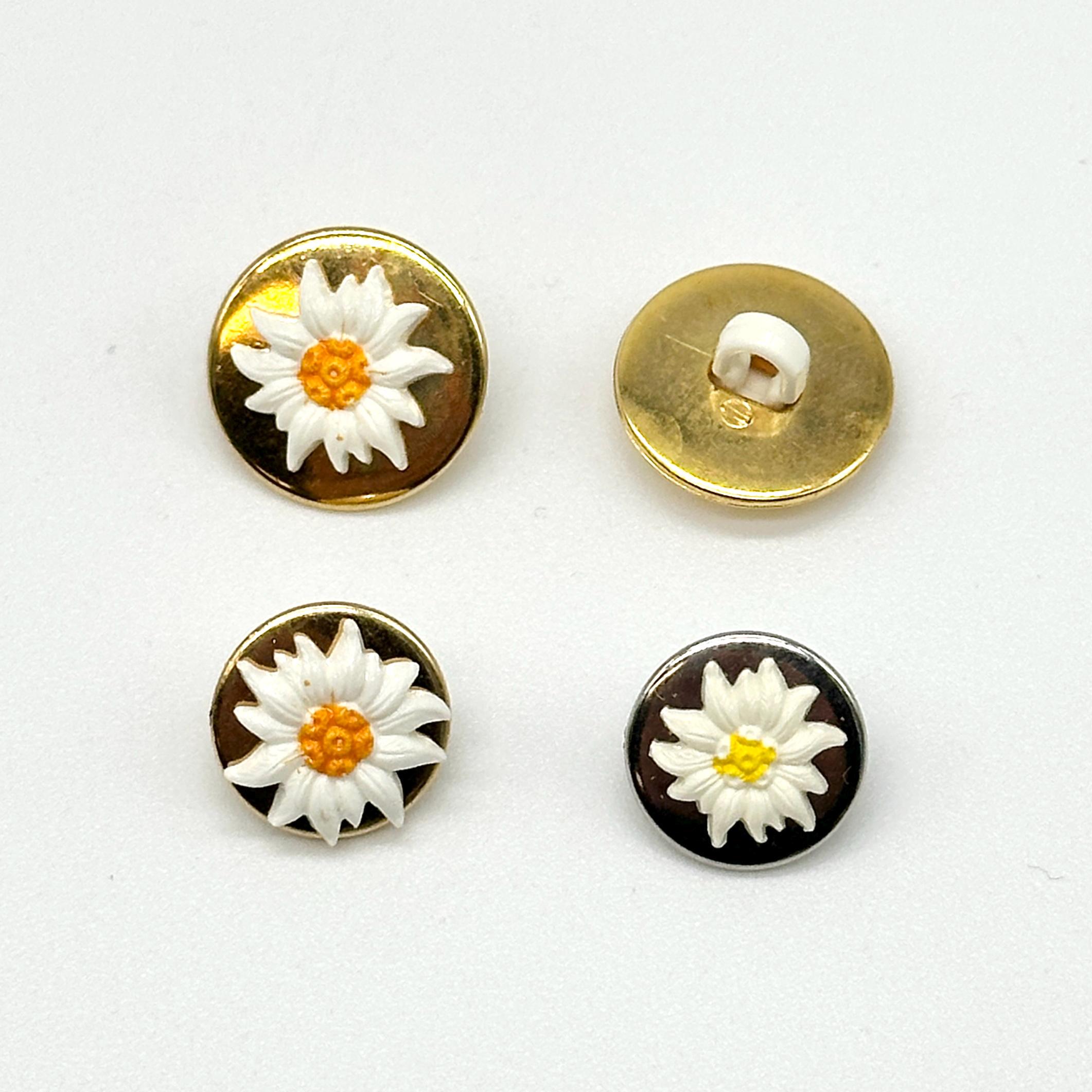 Vintage Daisy Shank Buttons: Silver or Gold Floral Sewing Supplies (12 ...