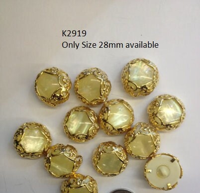 One Package (6 Buttons) Metal with Polyester Pearl insert  Vintage Sh…