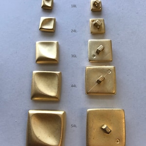 1 Package(6 buttons) Vintage "Square" with slight wave - Matte Gold Finish ABS Plated Shank Buttons K2863 - available in various sizes