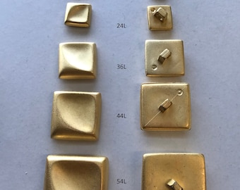 1 Package(6 buttons) Vintage "Square" with slight wave - Matte Gold Finish ABS Plated Shank Buttons K2863 - available in various sizes