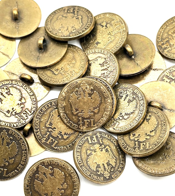 ヴィンテージオーストリアコインボタン：1990年代の金属工芸用品（12個