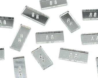 Botones rectangulares de espejo vintage: poliéster de 2 agujeros, juego de 12