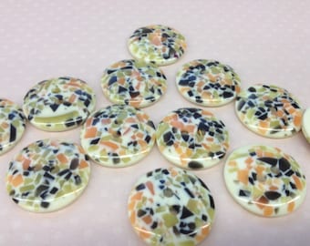 1 Dozen  Vintage "Mosaic" White with Multicolor Pattern 2-Hole Buttons -F915 available in several sizes