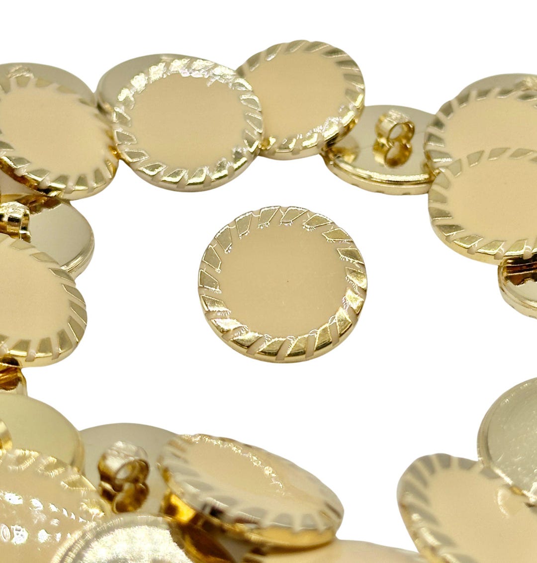 Shank Button Gold Rim 12 Pcs Vintage Textured Gold Rim Shank Buttons - Beige Epoxy Center, 3 ...