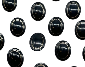 Boutons oblongs noirs et dorés vintage : accessoires de couture élégants (Lot de 6)