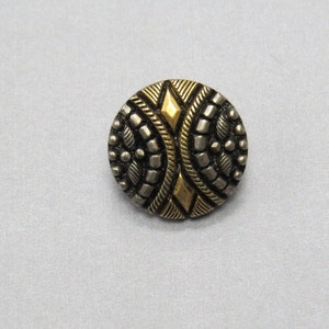 1 Dozen(1package) Vintage "Art Deco" Pattern Two Tone Ant. Silver/Ant Gold Shank Buttons - K4915 available in 2 sizes