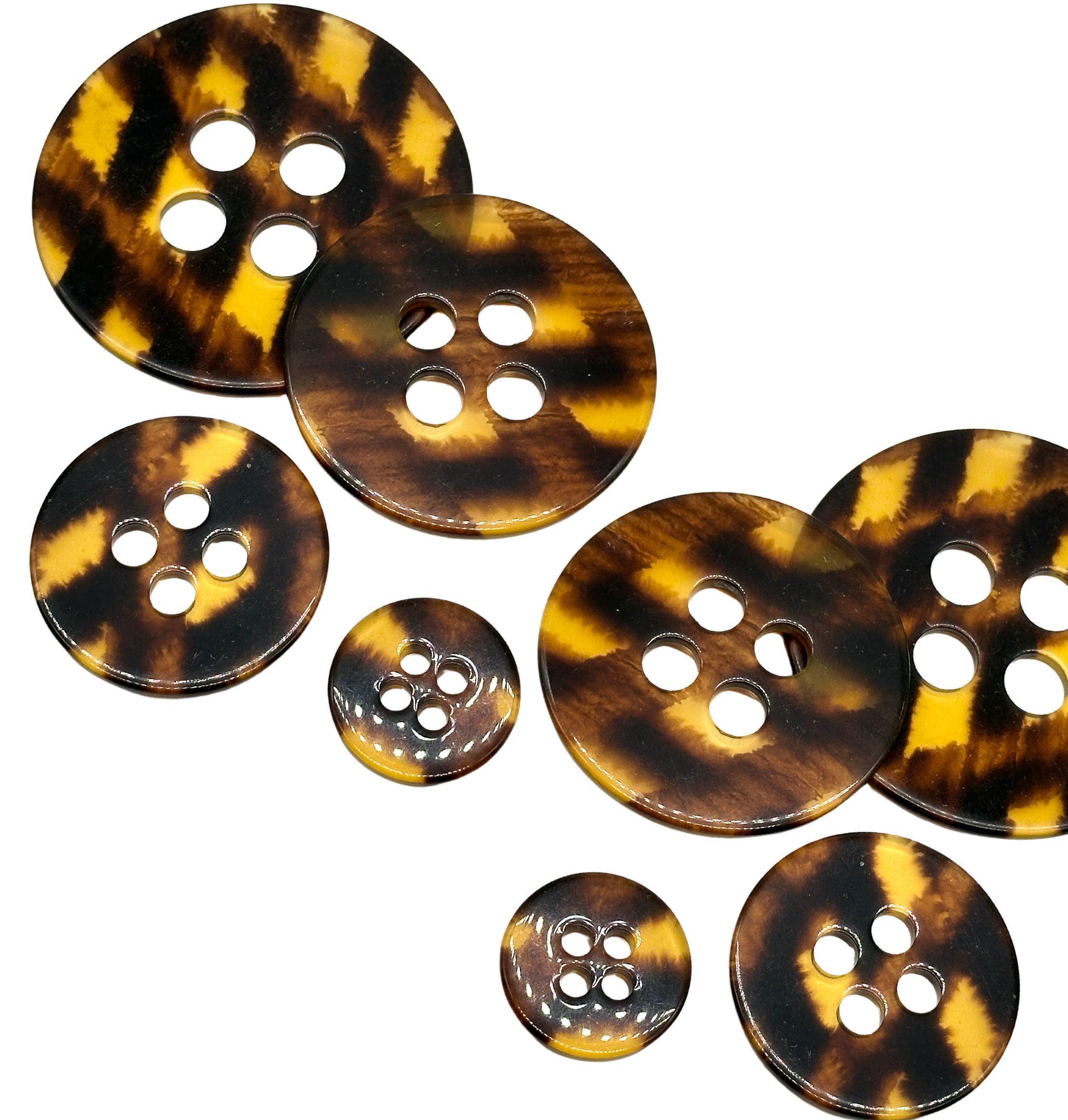 6 Pcs Vintage Tortoiseshell 4 Hole Buttons | Large Polyester
