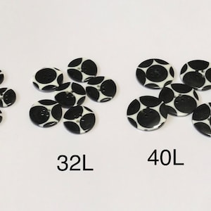 One Package (12 Buttons) Vintage Black and White Abstract 4 -Hole Polyester Buttons- A6400 available in 3 sizes