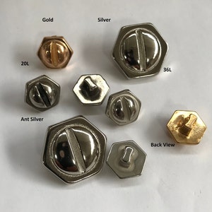 1 Dozen1 package Vintage Hexagon shape with Screw Head ABS Plated Shank Buttons 6189 available in various colors and sizes image 1