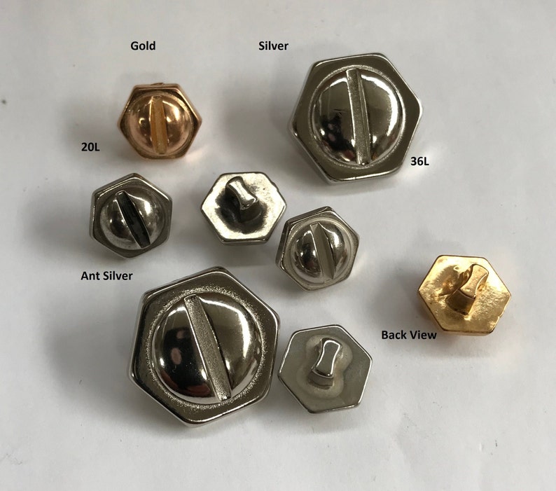 1 Dozen1 package Vintage Hexagon shape with Screw Head ABS Plated Shank Buttons 6189 available in various colors and sizes image 1