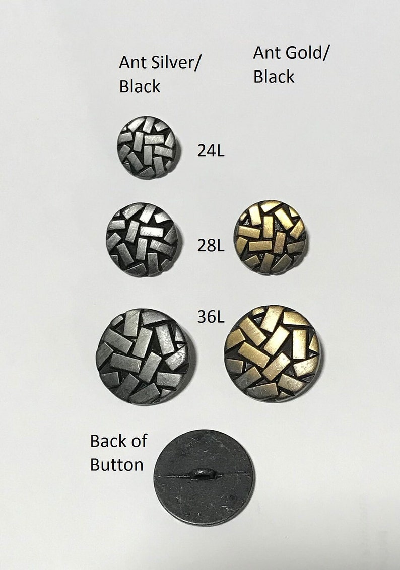 1 Dozen1 package Vintage Art Deco Metal Shank Buttons A418 Available in 3 sizes and 2 colorways image 1