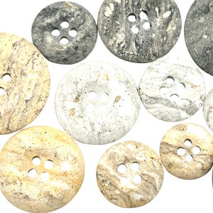 Set of 12 Vintage 4-Hole Polyester Pebble Buttons | Decorative Buttons for Sewing | Retro Craft Buttons | Clothing Sewing Supplies | (A7371)
