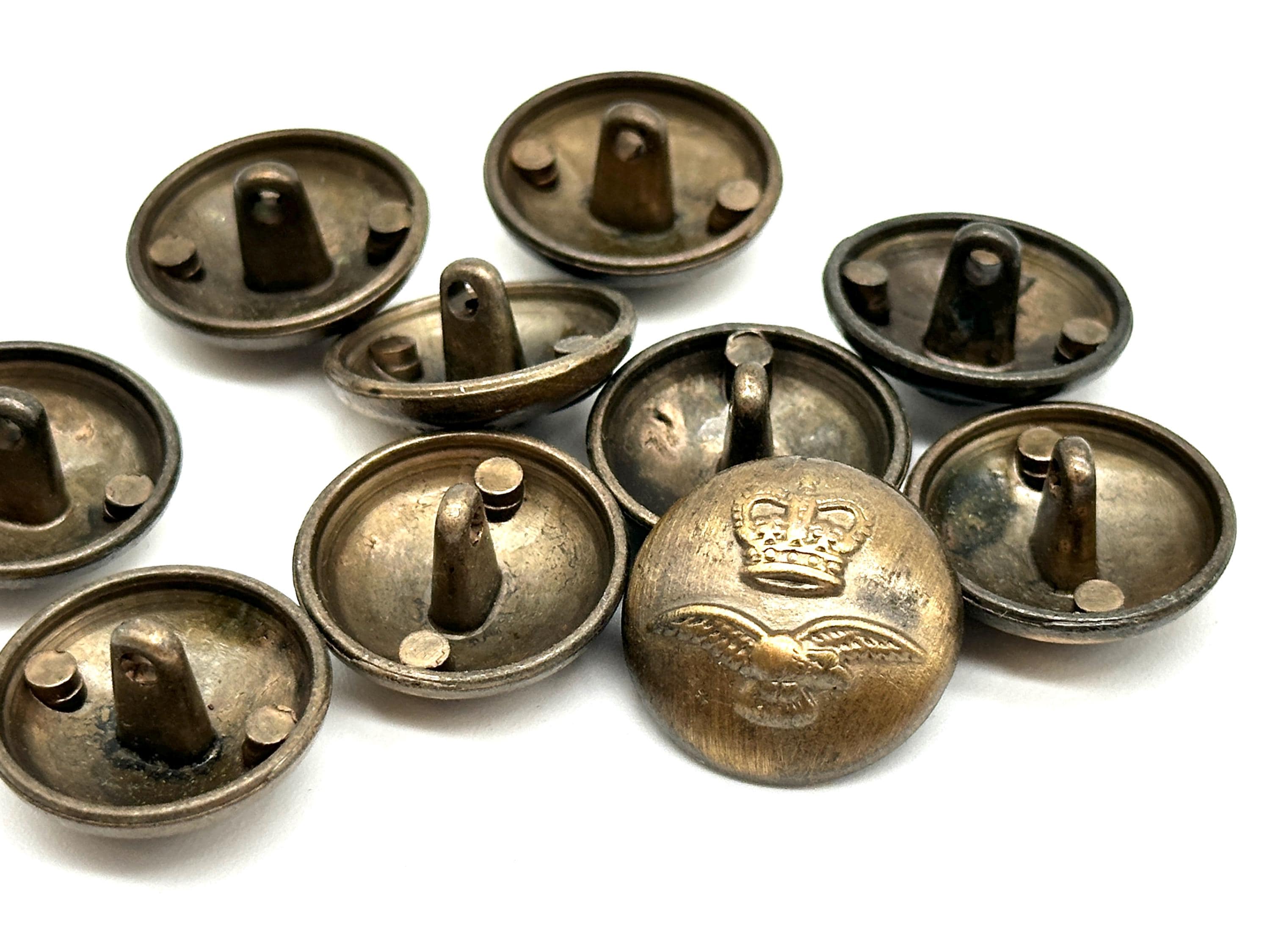 Bottoni In Metallo Retrò Con Codolo - Ottone Anticato 28mm - Confezione Da 12 Per Cucito E Fai Da Te - 2