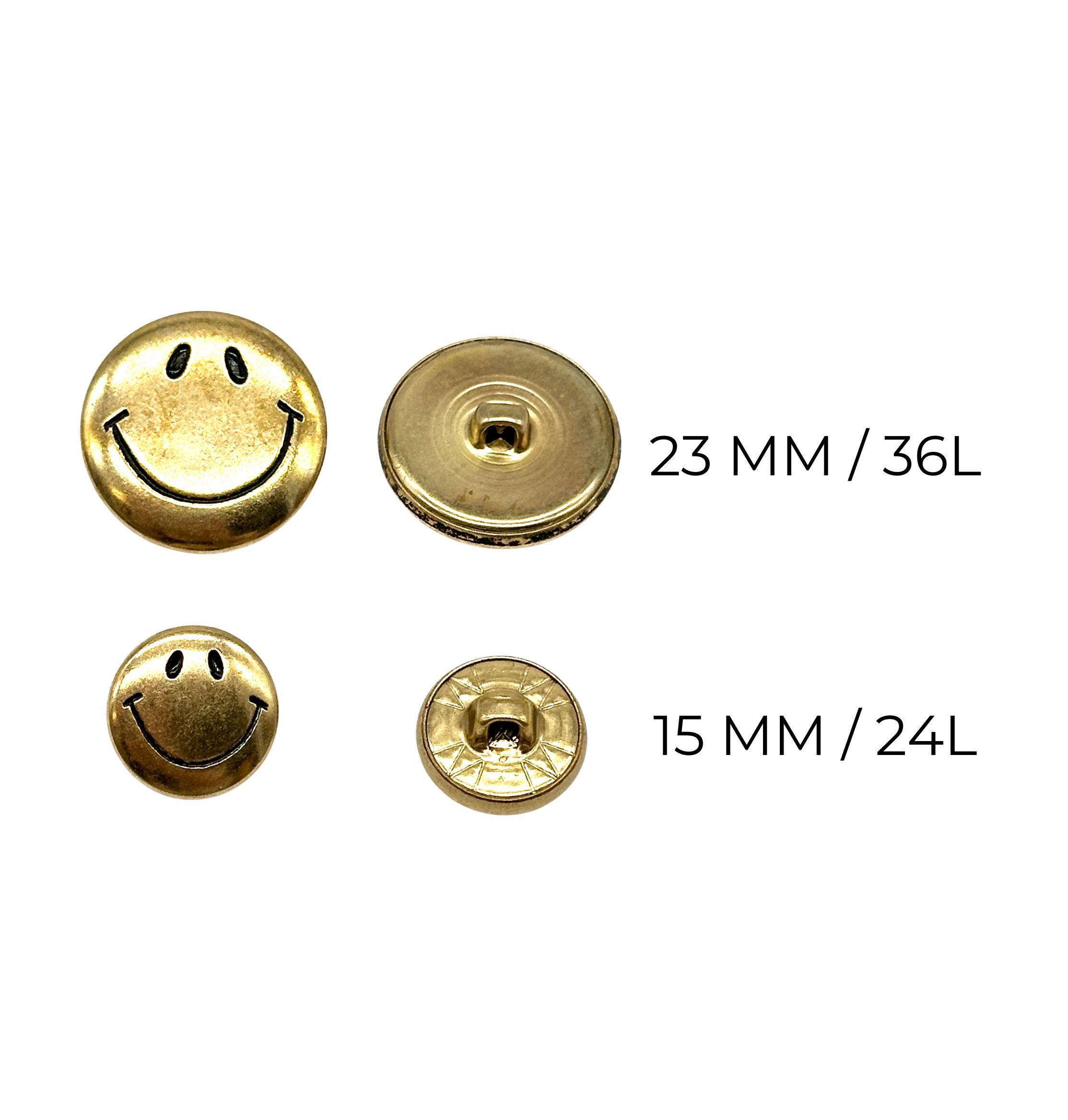 Vintage Smiley Face Metal Shank Buttons: Sewing & Crafting, Set of