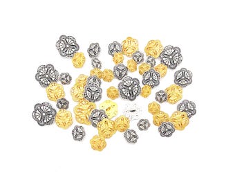 12 per package Vintage Triangular Floral design Shank Buttons: Metal Sewing Embellishments
