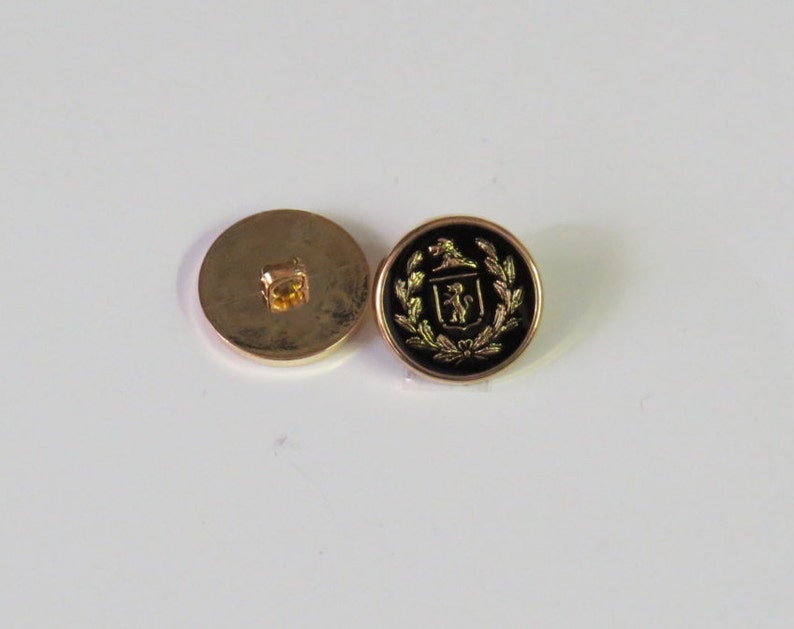 1 Dozen Gold and Epoxy Button Gold and Black Vintage Shank Buttons-A422 with Clear Epoxy and Black Epoxy center