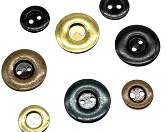 12 botones metálicos vintage de bagel: materiales de costura de 2 agujeros