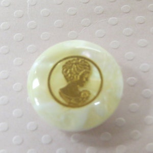 1 Dozen Vintage "Pearl with Gold Cameo  Insert Vintage Shank Buttons C2493 Several Sizes Available.