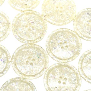 12 Pcs Vintage Iridescent White Glitter 4-Hole Buttons 30MM Sewing Craft Supplies | Decorative Clothing Buttons for Coats, Jackets | (A8183)