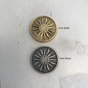 One Set(12 Buttons)  Vintage "Sun Compass Rose" Metal Shank Buttons K3614 - available in several sizes and 2 colorways