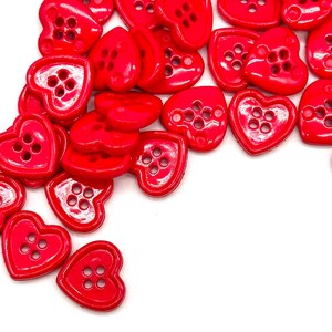 Vintage Red Heart Buttons: Nylon 4-hole Sewing Buttons, Set of 6 - Etsy