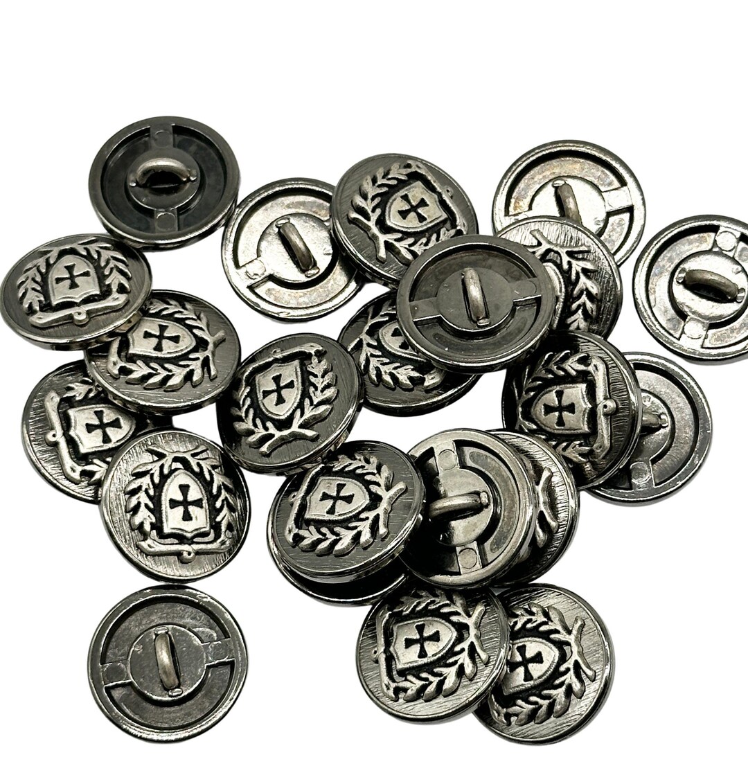 12 Vintage Coat of Arms Buttons: Antique Silver/gold, 20mm/15mm - Etsy