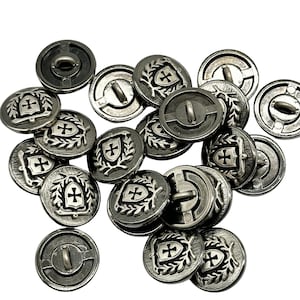12 pcs Vintage Shank Clothing Buttons | Antique Silver or Gold Coat of Arms Design | Sewing Supplies | Decorative Button | (K4437)
