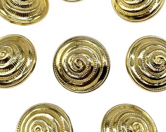 6 Vintage Gold Spiral Shank Buttons: Italian-Made Sewing Supplies