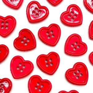 Vintage Red Heart Buttons: Nylon 4-hole Sewing Buttons, Set of 6 - Etsy