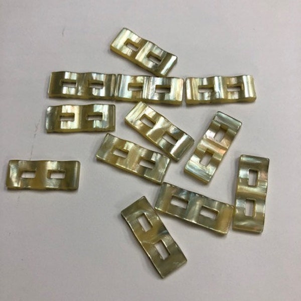 One Package (6 Buttons) Imitation Shell Rectangular Vintage 2-Hole Buttons-A7773 Size is 54L - 1 5/16" - 34mm and Size is 40 or 1" or 25mm