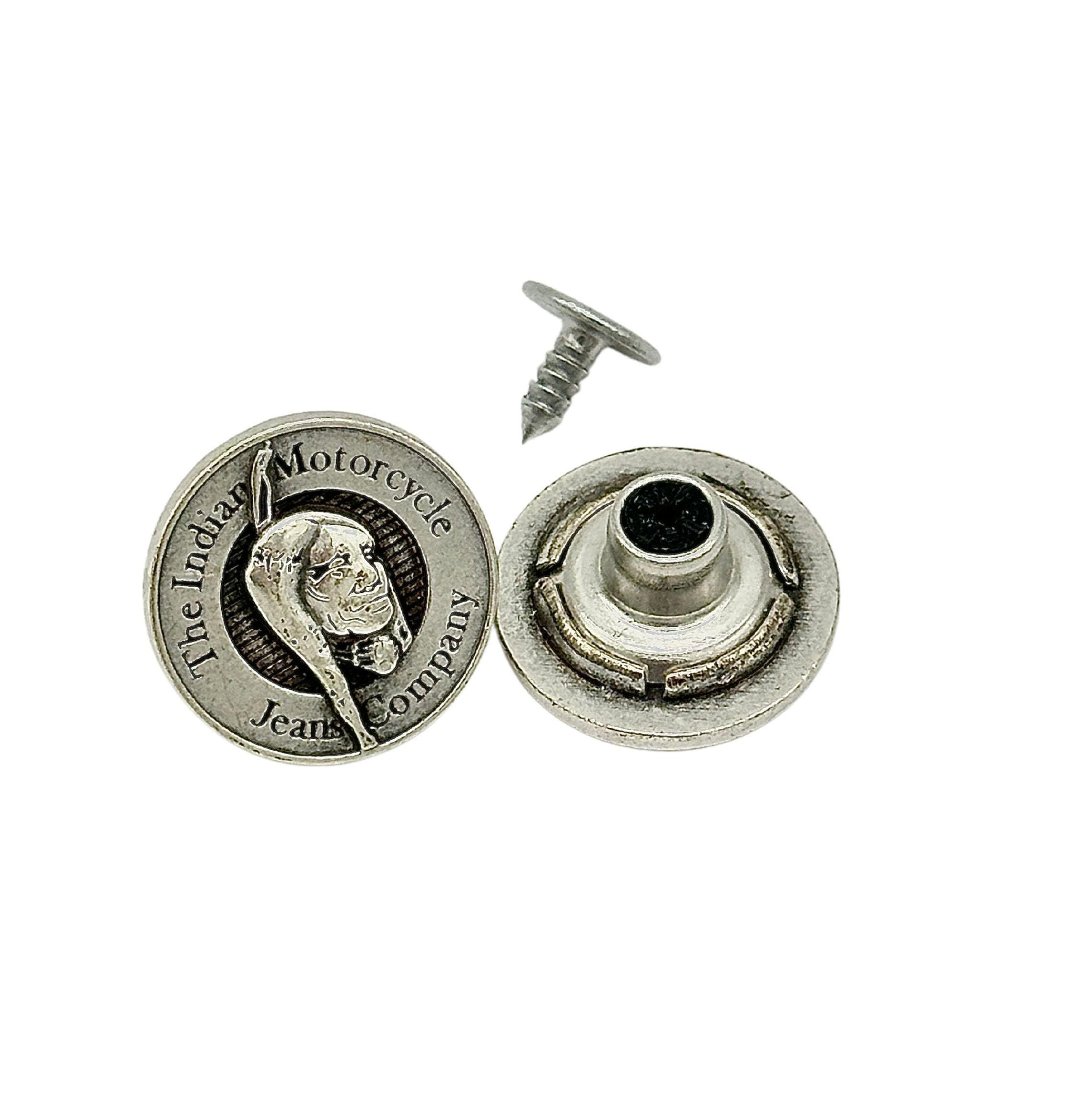 ハンドメイド・ヴィンテージ　インディアンSET Vintage Indian Motorcycle Jean Buttons: Antique Silver Metal (set