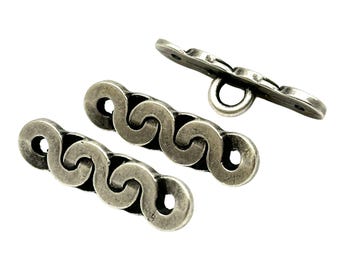 Antique Silver Chain Link Shank Buttons: Sewing Embellishments (Set of 12)
