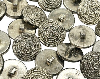 Antique Silver Spiral Shank Buttons: Vintage Textured Metal (Set of 12, 20mm)