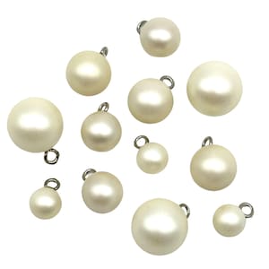 6 Pcs Vintage Pearl Shank Buttons Matte Round Faux Pearl Effect for Sewing, Dresses, Crafts | Decorative Button | (A8080)