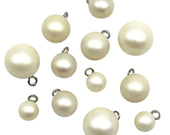 6 botones vintage de perla sintética mate con vástago: costura y manualidades