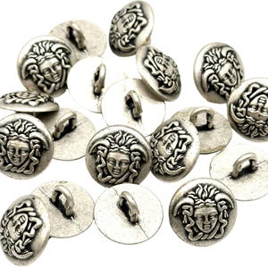12 pcs vintage woman&#39;s power shank buttons antique silver | decorative metal buttons for sewing | fashion buttons | (i400)