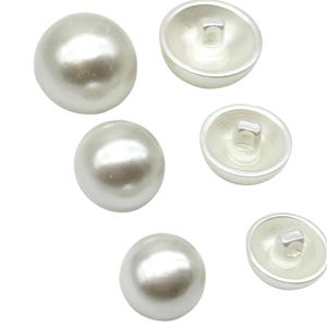 12 Pcs Vintage Half Ball Pearl Shank Buttons - Faux Pearl, 80s Style | Sewing & Crafting Supplies | Wedding Clothing Decorative (C2544)