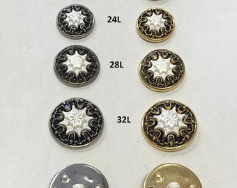 1 Dozen Vintage "Floral and Lace Pattern" Pearlescent center Shank Buttons (K997) Available is several sizes and 2 colorways
