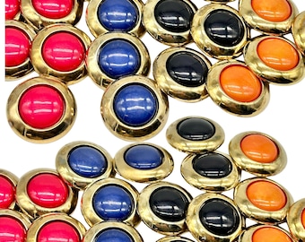 12 Vintage Gold Shank Buttons: Pearlized Italian Metal Buttons (38mm)