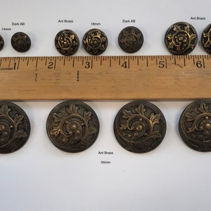 One Package (11 Buttons various sizes and colors) ) Leaves Vines Design Vintage Metal Buttons-K3257 - LAST Package