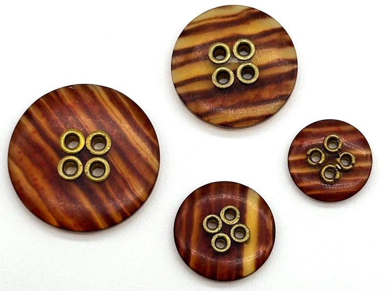 Vintage Tortoise Shell Buttons: Gold Eyelet Polyester Sewing Buttons ...