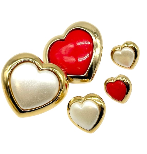 Lot De 8 Boutons En Nacre Forme Cœur - 23mm De Diamètre - Neufs Pour Création